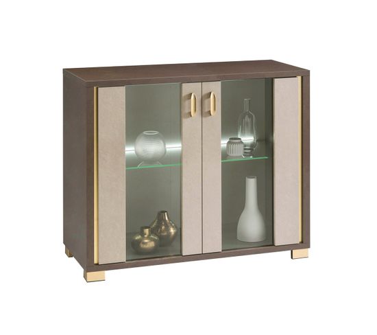 Buffet 2 Portes Avec LEDs Coloris Argile Et Bronze - Creamy