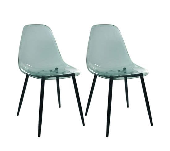 Lot De 2 Chaises Bleues Transparentes Et Métal - Funio