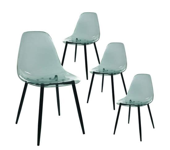 Lot De 4 Chaises Bleues Transparentes Et Métal - Funio