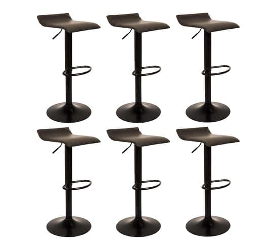 Lot De 6 Tabourets Tissu Marron Foncé - Boly