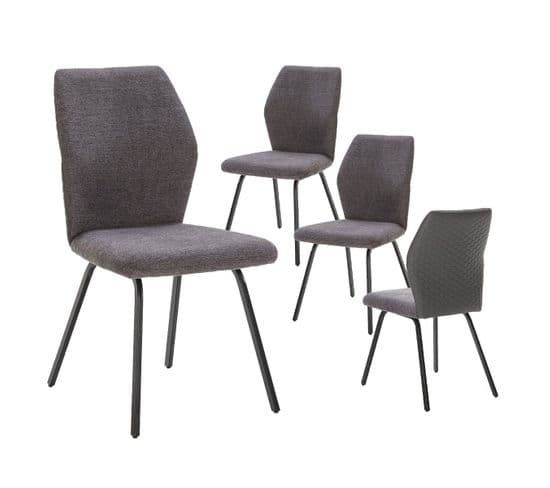 Lot De 4 Chaises Bi-matières Tissu Et Simili Gris Anthracite - Jasda