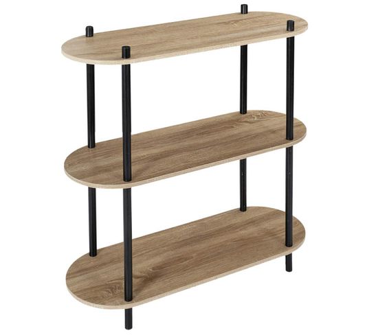 Etagère 3 Tablettes Ovales Aspect Bois Pieds Noirs - Entas