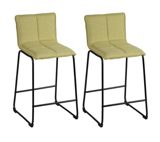 Lot De 2 Tabourets De Bar Tissu Vert - Teodore