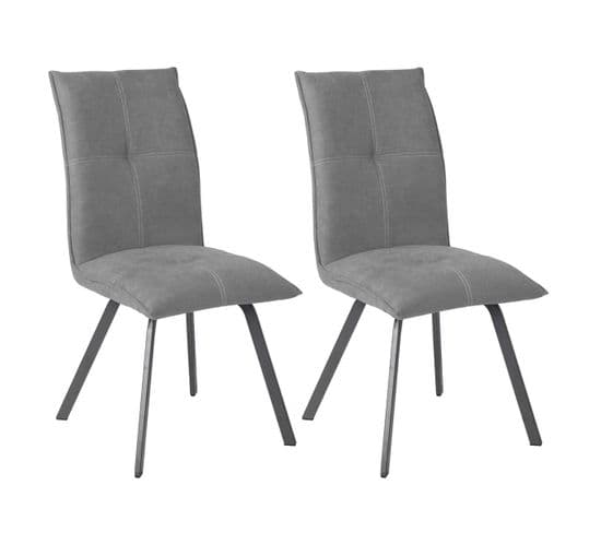 Lot De 2 Chaises Tissu Coloris Gris Anthracite - Bispo