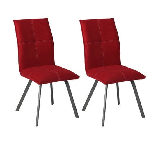 Lot De 2 Chaises Tissu Coloris Rouge - Bispo