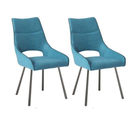 Lot De 2 Chaises Tissu Coloris Bleu - Amado