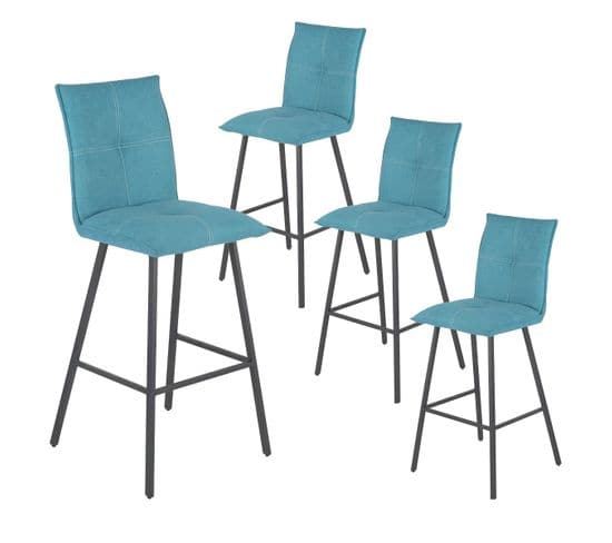 Lot De 4 Tabourets Bleus Hauteur H76cm - Lagos