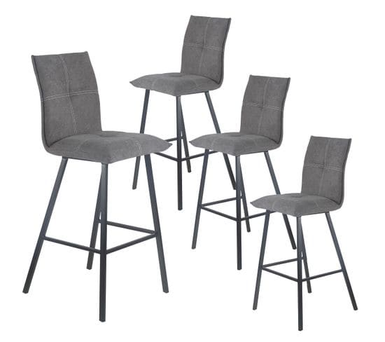 Lot De 4 Tabourets Gris Anthracite Hauteur H65cm - Lagos