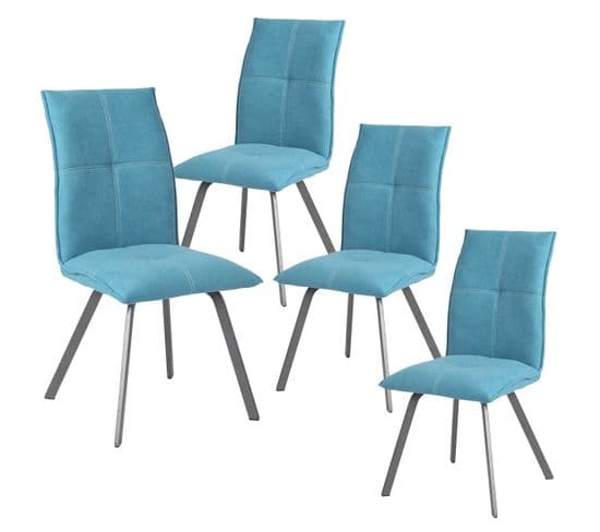 Lot De 4 Chaises Tissu Coloris Bleu - Bispo