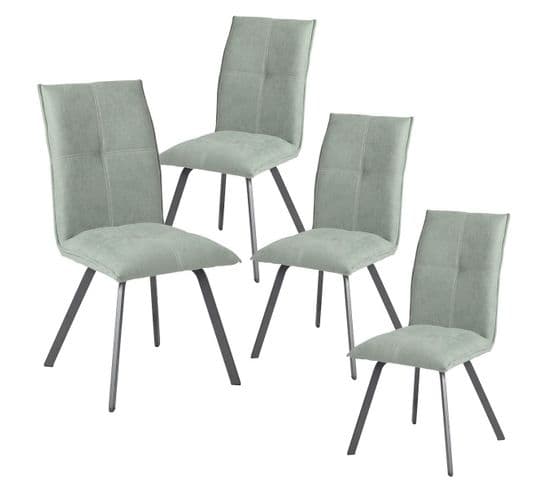 Lot De 4 Chaises Tissu Coloris Vert D'eau - Bispo