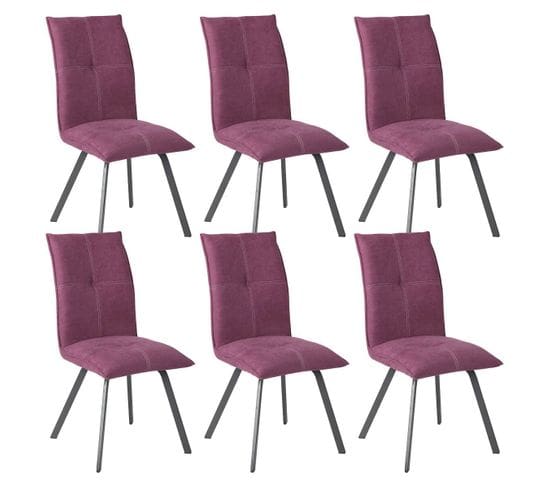 Lot De 6 Chaises Tissu Coloris Violet - Bispo