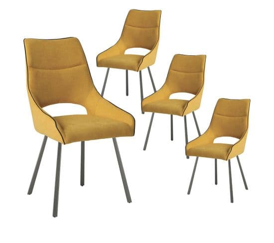 Lot De 4 Chaises Tissu Coloris Jaune - Amado