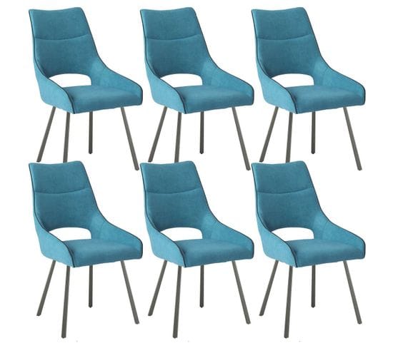 Lot De 6 Chaises Tissu Coloris Bleu - Amado