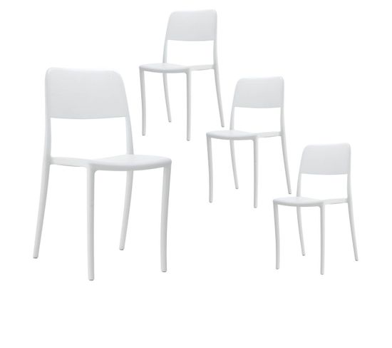 Lot De 4 Chaises Blanches Intérieur Ou Extérieur - Ramona