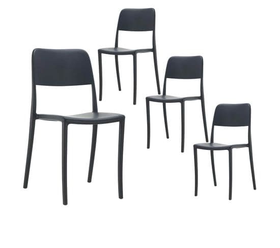 Lot De 4 Chaises Noirs Intérieur Ou Extérieur - Ramona