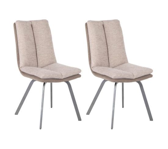 Lot De 2 Chaises Bi-ton Beiges Avec Sur-coussin - Callom