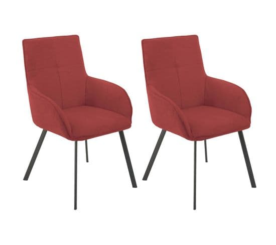 Lot De 2 Fauteuils Rouges Piètement Gris Mat - Catila