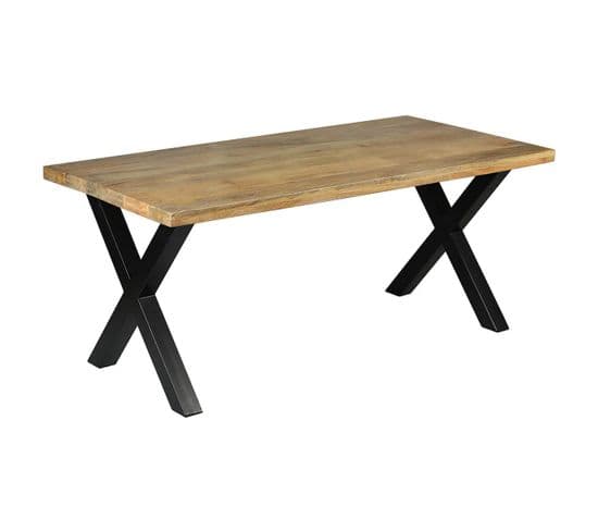 Table De Repas 180cm Manguier Massif Piètement X - Zina