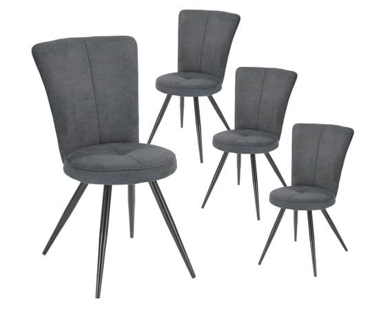 Lot De 4 Chaises Matelassées Grises - Paril