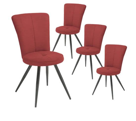 Lot De 4 Chaises Matelassées Rouges - Paril