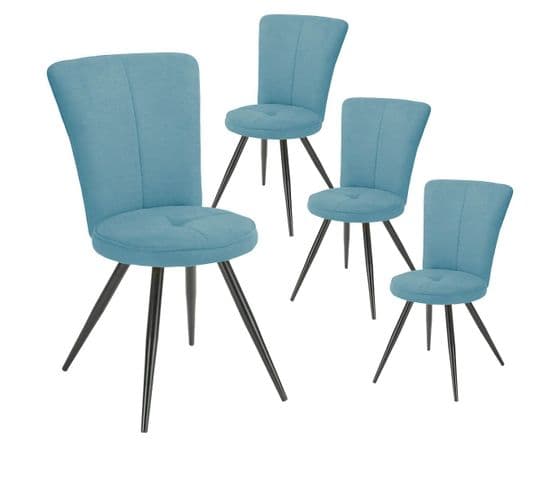 Lot De 4 Chaises Matelassées Bleues - Paril