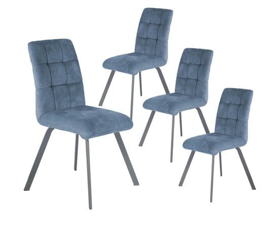 Lot De 4 Chaises Capitonnées Bleu Gris - John