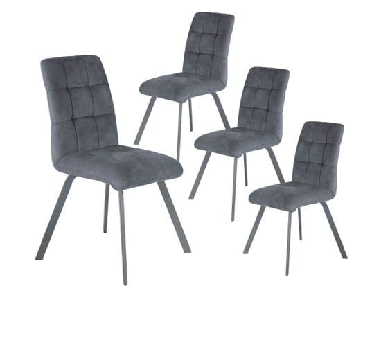 Lot De 4 Chaises Capitonnées Gris - John