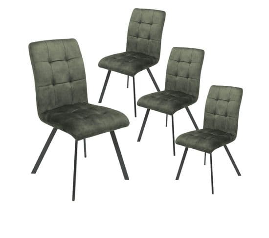 Lot De 4 Chaises Capitonnées Vert - John