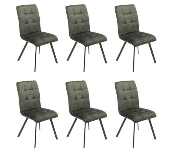 Lot De 6 Chaises Capitonnées Vert - John