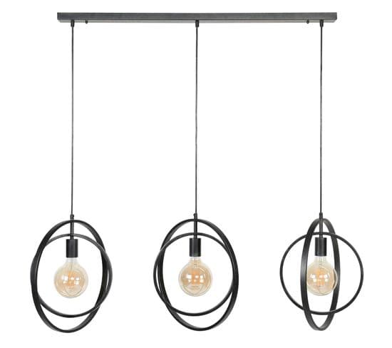 Suspension Industrielle 3 Lampes Anneaux Croisés Tribeca