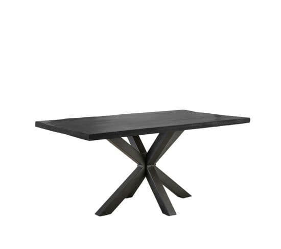 Table Pied Central Bois De Manguier Noir 165 Cm Lucknow