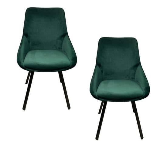 Chaise Pivotante Moderne En Velours Vert Oka (lot De 2)