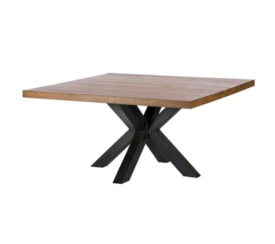 Table à Manger Carrée Chêne Métal Pied Croisé 130 Cm Oka