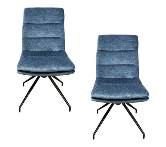 Chaise De Salle à Manger Pivotante En Velours Bleu (lot De 2) Palerme