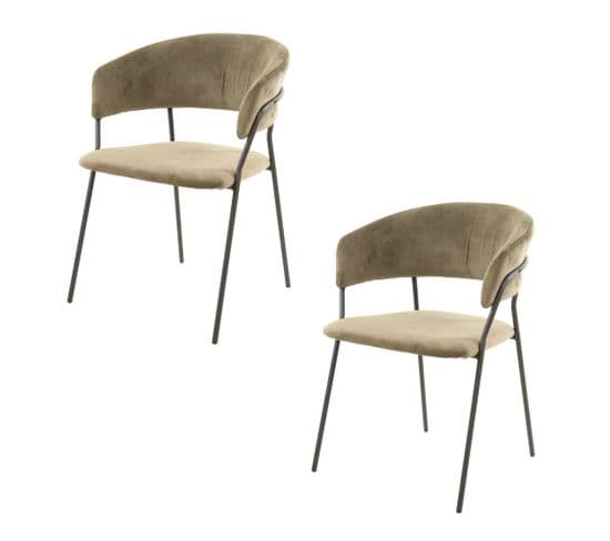 Chaise En Velours Beige à Dossier Rond (lot De 2) Melbourne