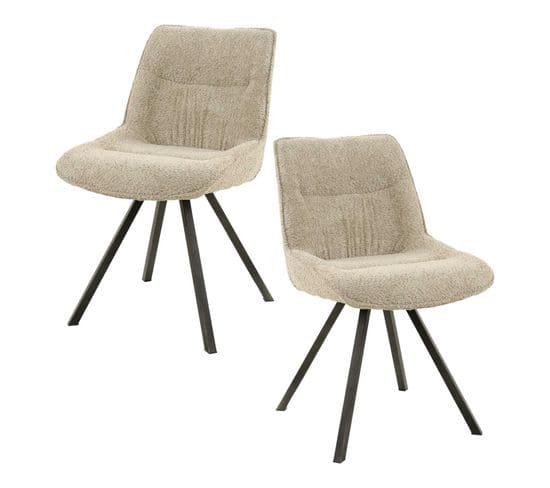 Chaise Beige En Bouclette Style Moderne (lot De 2) Galway