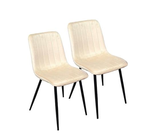 Chaise à Rayures Velours Sable (lot De 2) Malang