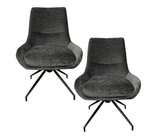 Chaise Pivotante Retro En Velours Gris (lot De 2) Palerme