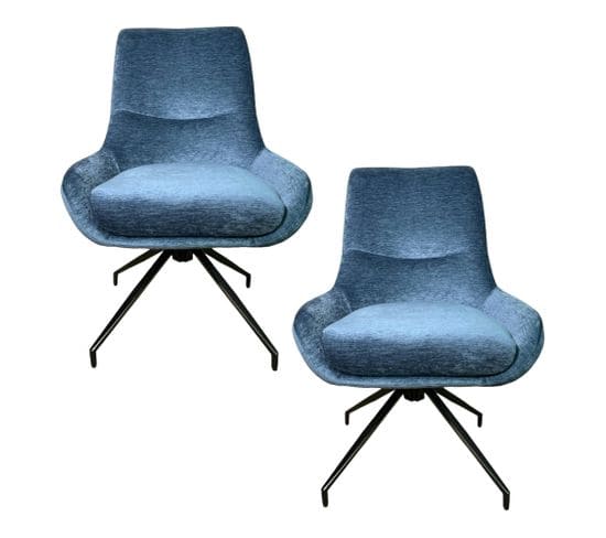 Chaise Pivotante Retro En Velours Bleu (lot De 2) Palerme