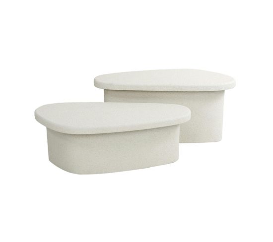 Table Basse Blanche En Marbre Composite (lot De 2)