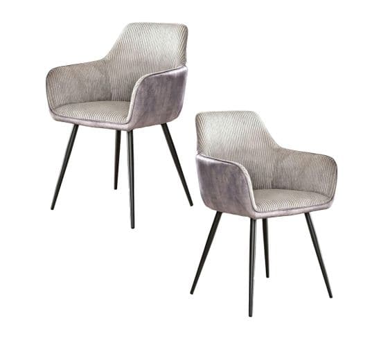 Fauteuil De Table Gris Bi-matière (lot De 2) Galway