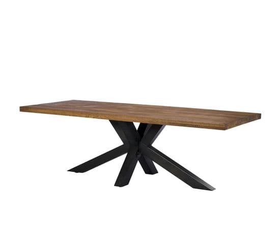 Table Salle à Manger Bois Métal Pied Croisé 240 Cm Oka