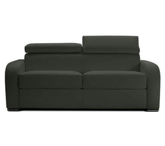 Canapé Convertible Cuir Cesar - Anthracite