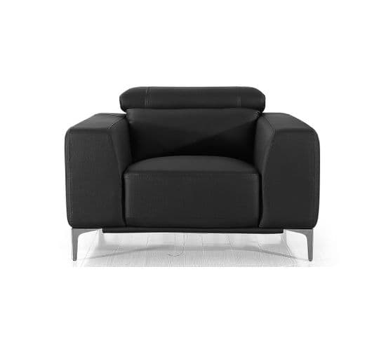 Fauteuil Cuir Design Nora Noir