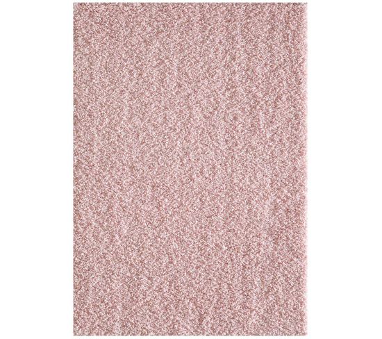 Tapis Shaggy 120x170 Rectangle Tissé Rose Clair Motif Uni Sg Loca