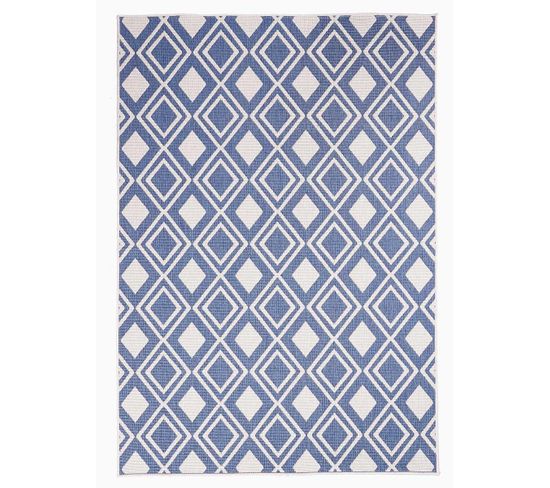 Tapis Exterieur 120x170 Ex1 Dam Reversible Bleu, Écru