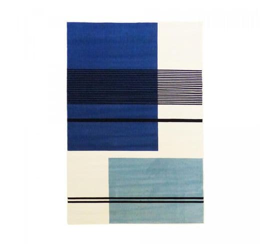 Tapis Salon 120x170 Af1 Blusquare Bleu, Ciel, Blanc, Noir