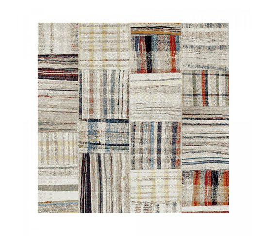 Tapis Berbère Carré 200x200 Tissé Motifs Tribaux Maro Beige