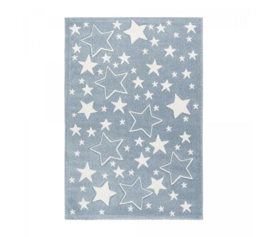 Tapis Enfant 80x150 Constella Bleu, Blanc