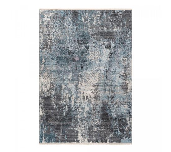 Tapis Salle à Manger 200x290 Tissé Bleu Et Gris Rectangle Motif Abstrait Medella